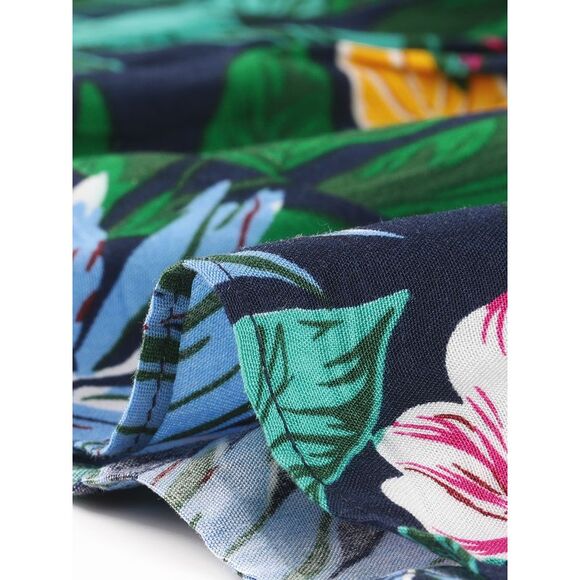 2 Piece Floral Halter Neck Sleeveless Crop Top Short Skirt Set Dark Blue - Picture 5 of 5